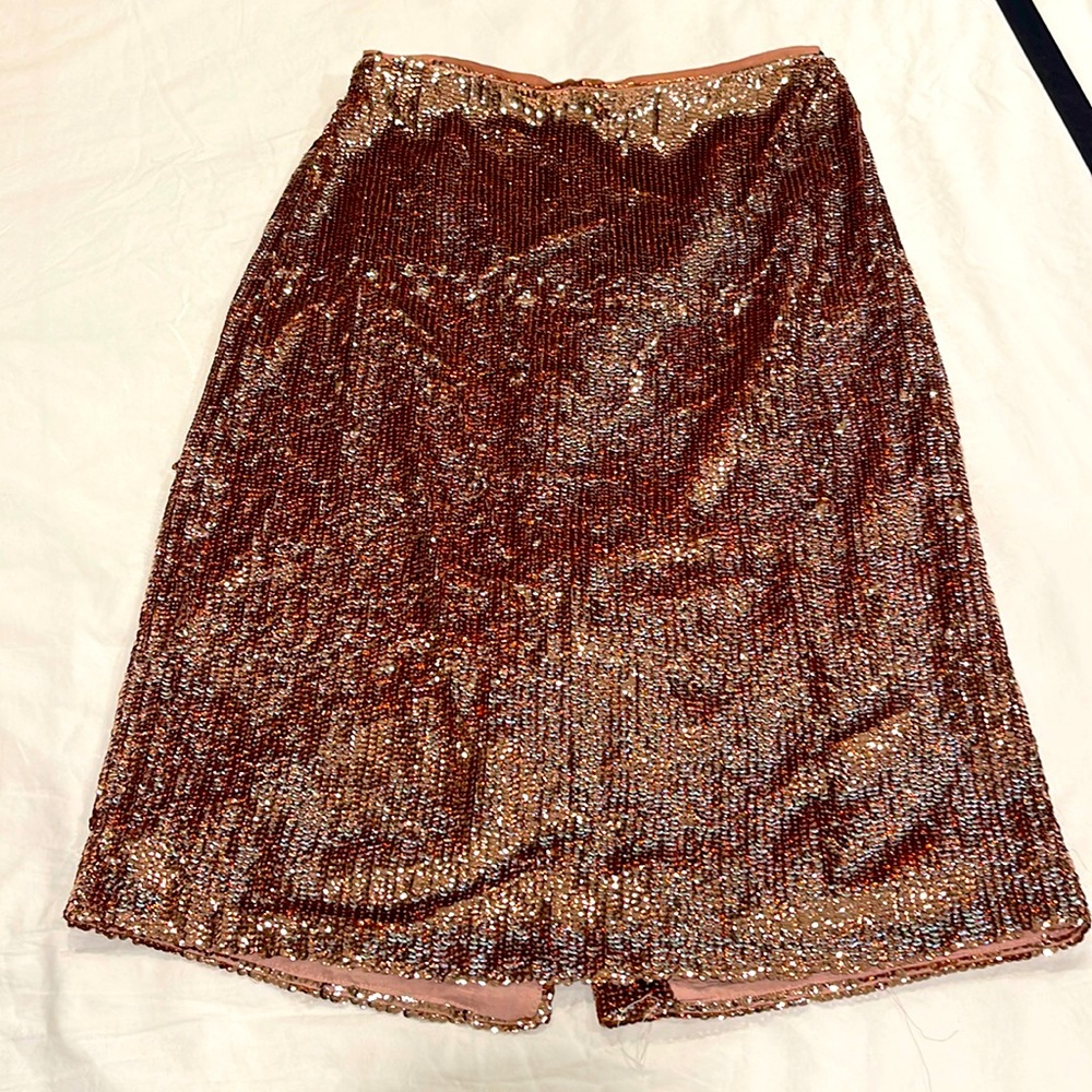 JCrew sequin champagne blush pencil skirt